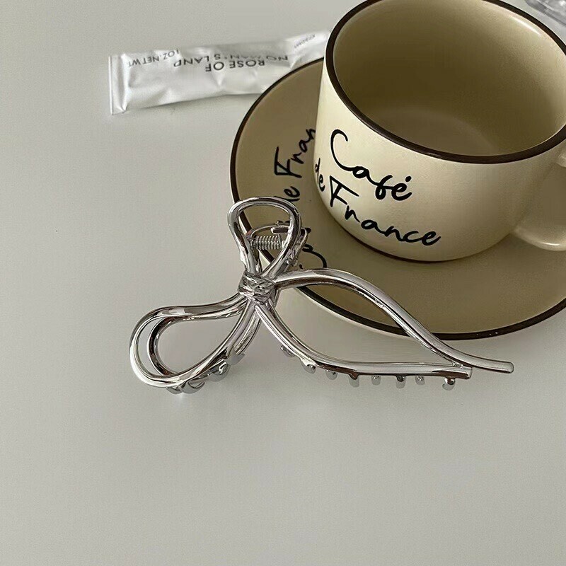 素面蝴蝶結金屬鯊魚夾