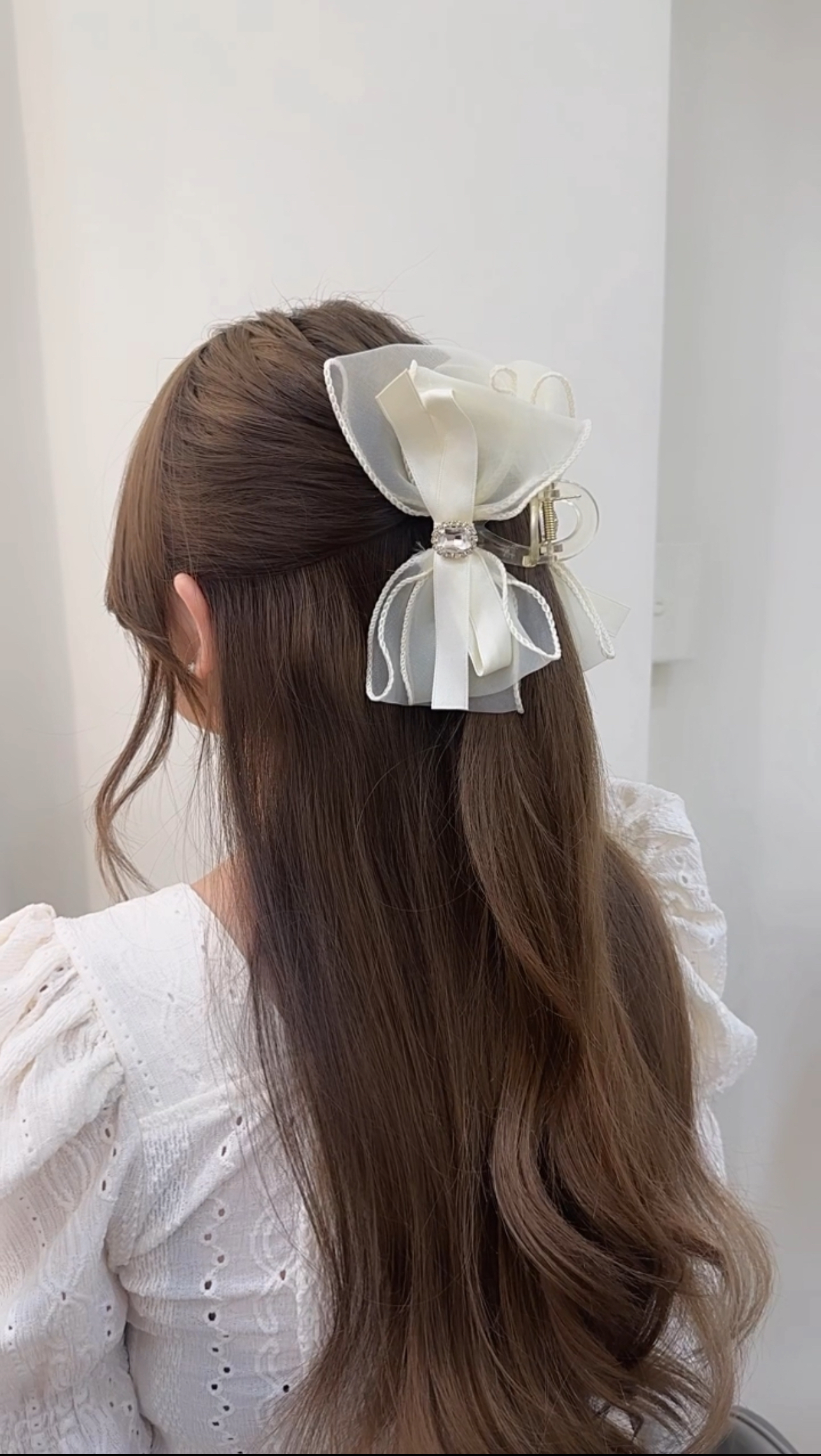 水鑽網紗蝴蝶結鯊魚夾