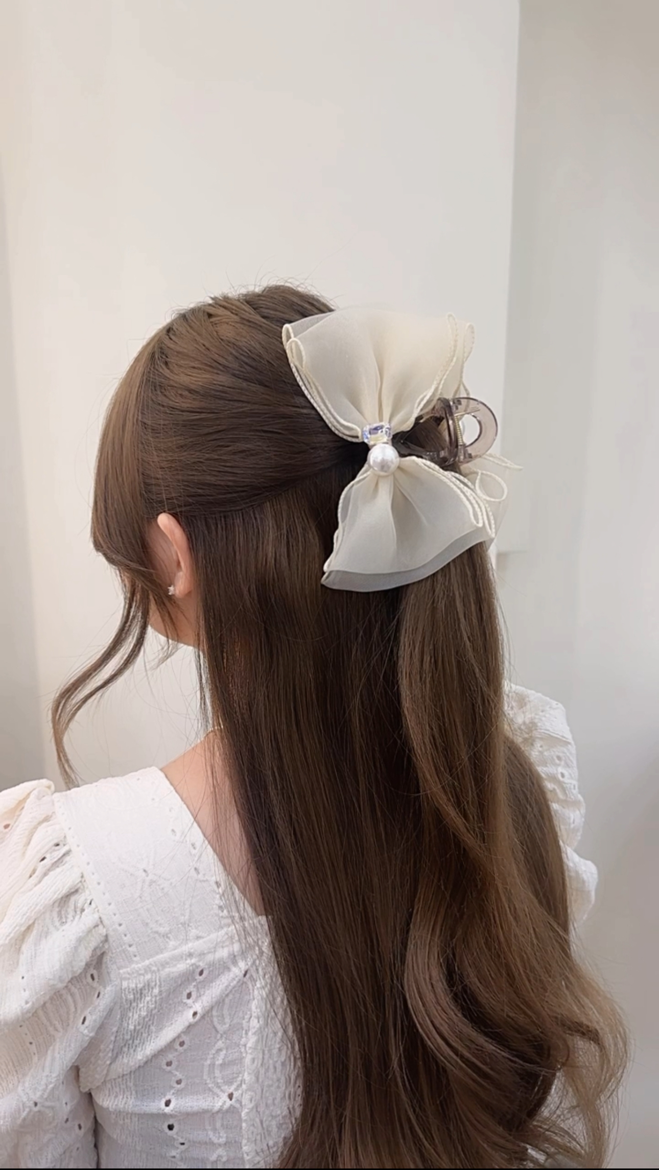 G23珍珠水鑽蝴蝶結鯊魚夾