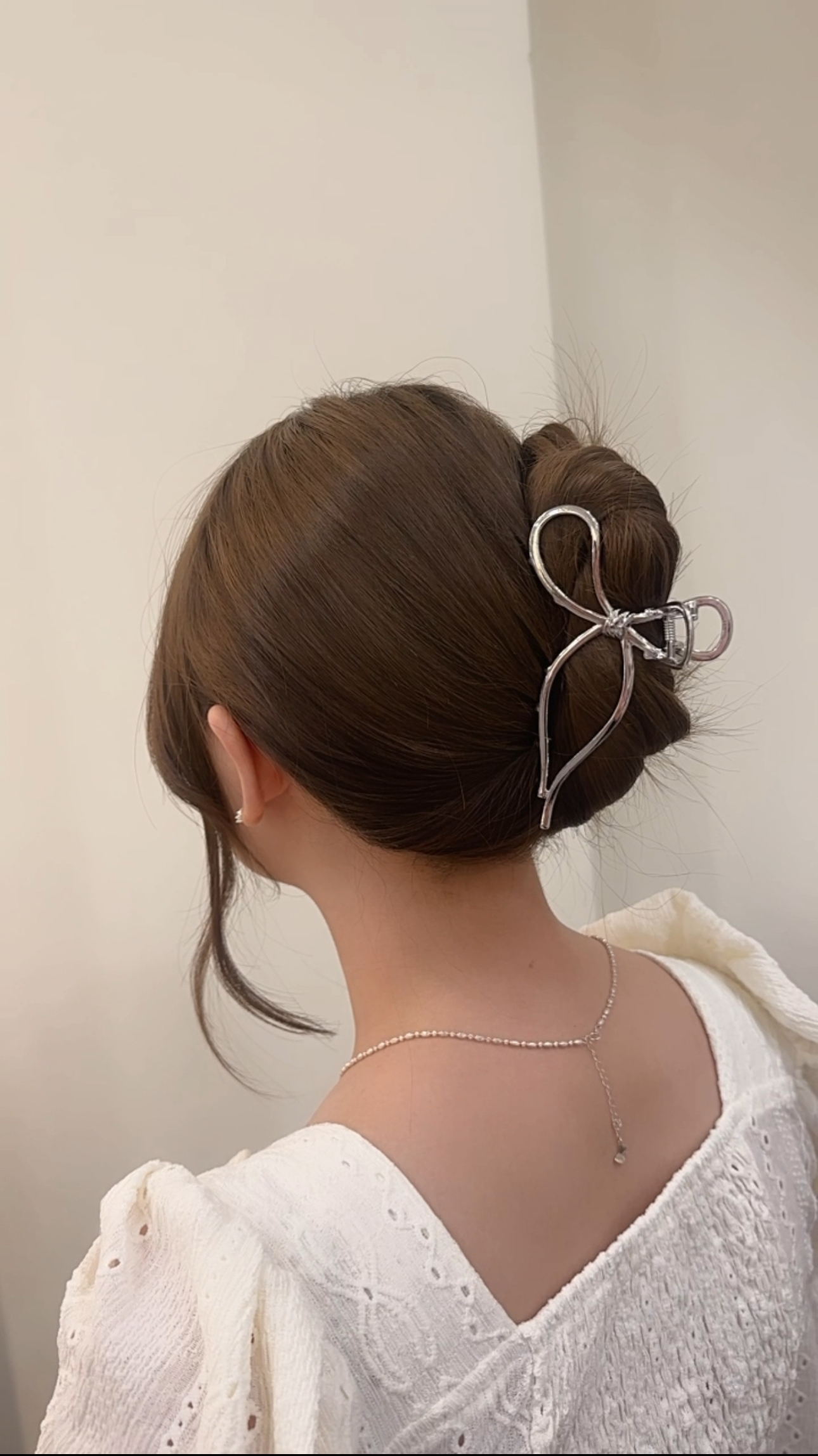 素面蝴蝶結金屬鯊魚夾