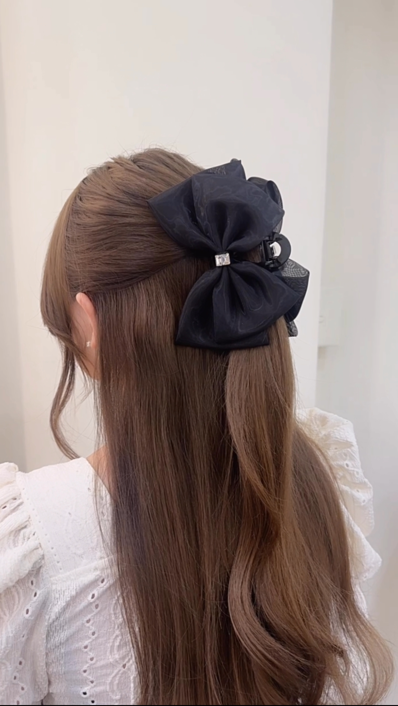 J100小鑽網紗蝴蝶結鯊魚夾