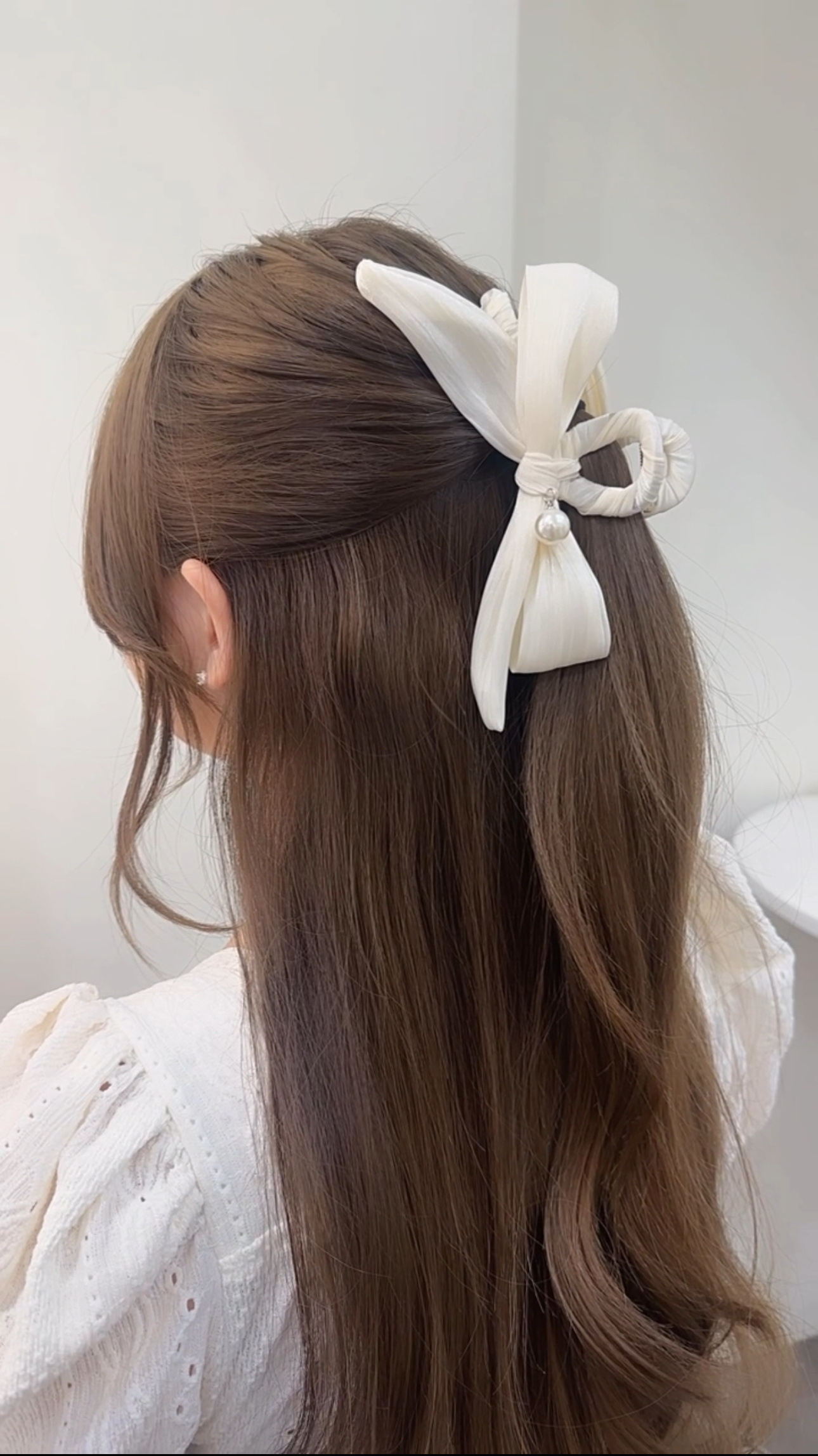 浪漫緞帶珍珠鯊魚夾