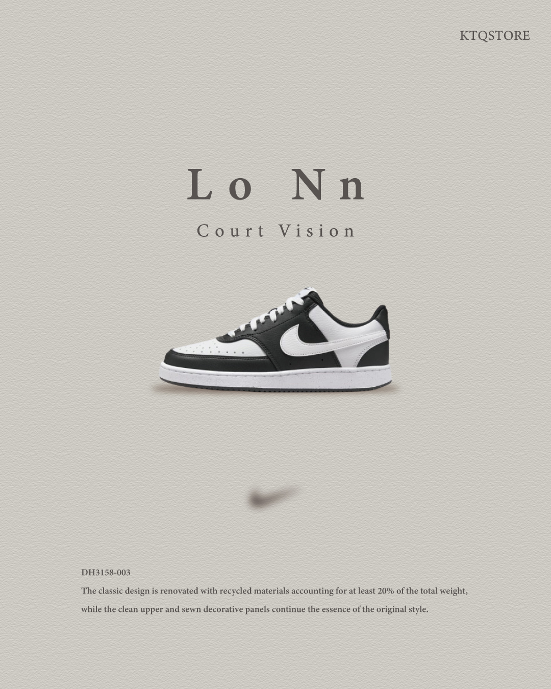 KTQ STORE ‧  Nike Court Vision Lo Nn 黑白 熊貓 DH3158-003