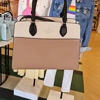 [S] KATE SPADE KC621 MADISON COLORBLOCK SAFFIANO LEATHER MEDIUM SATCHEL,TOASTED HA, 196021318771 (SKS1122)