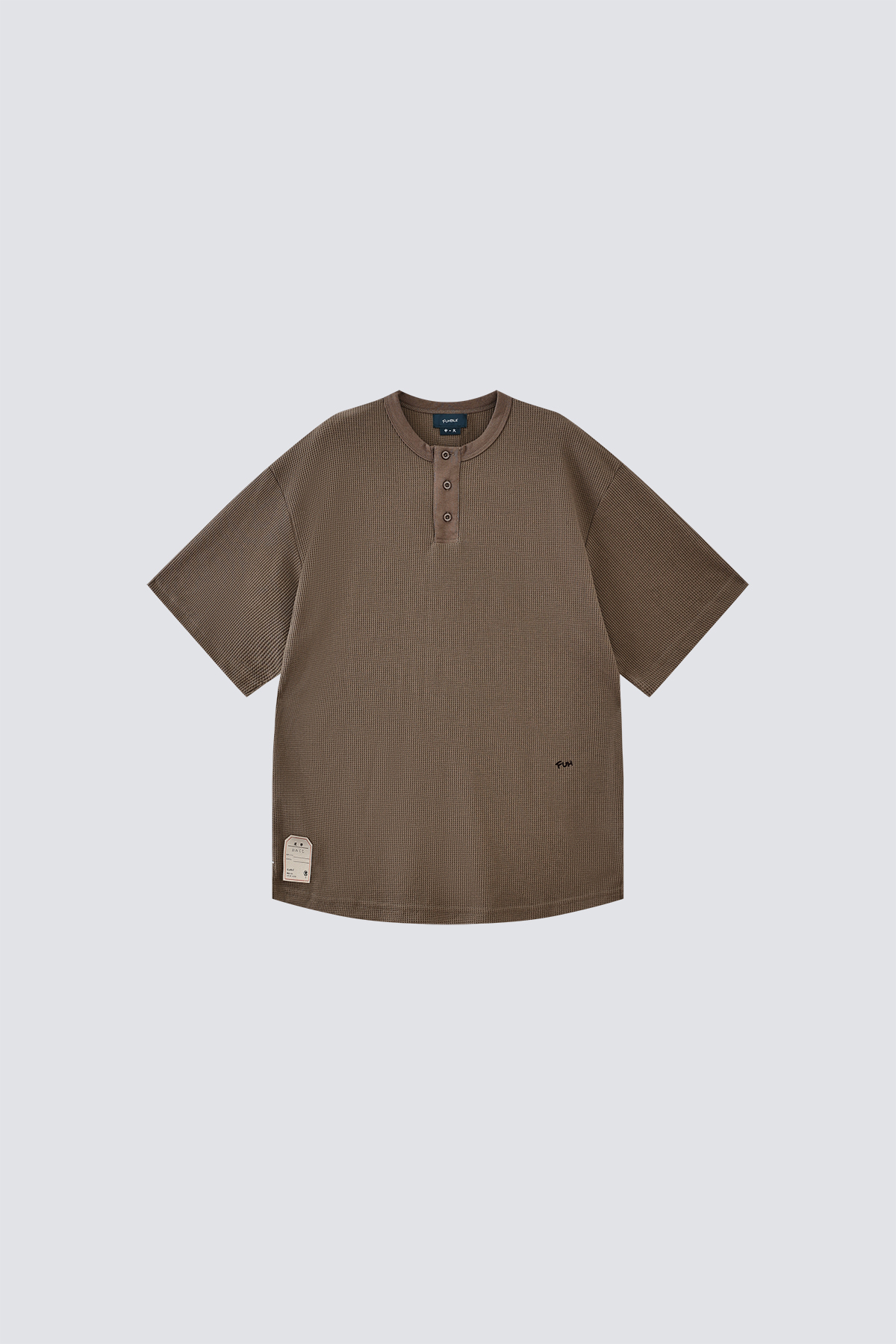 Round Bottom Waffle Henley Shirt｜Brown｜Hong Kong Original Design