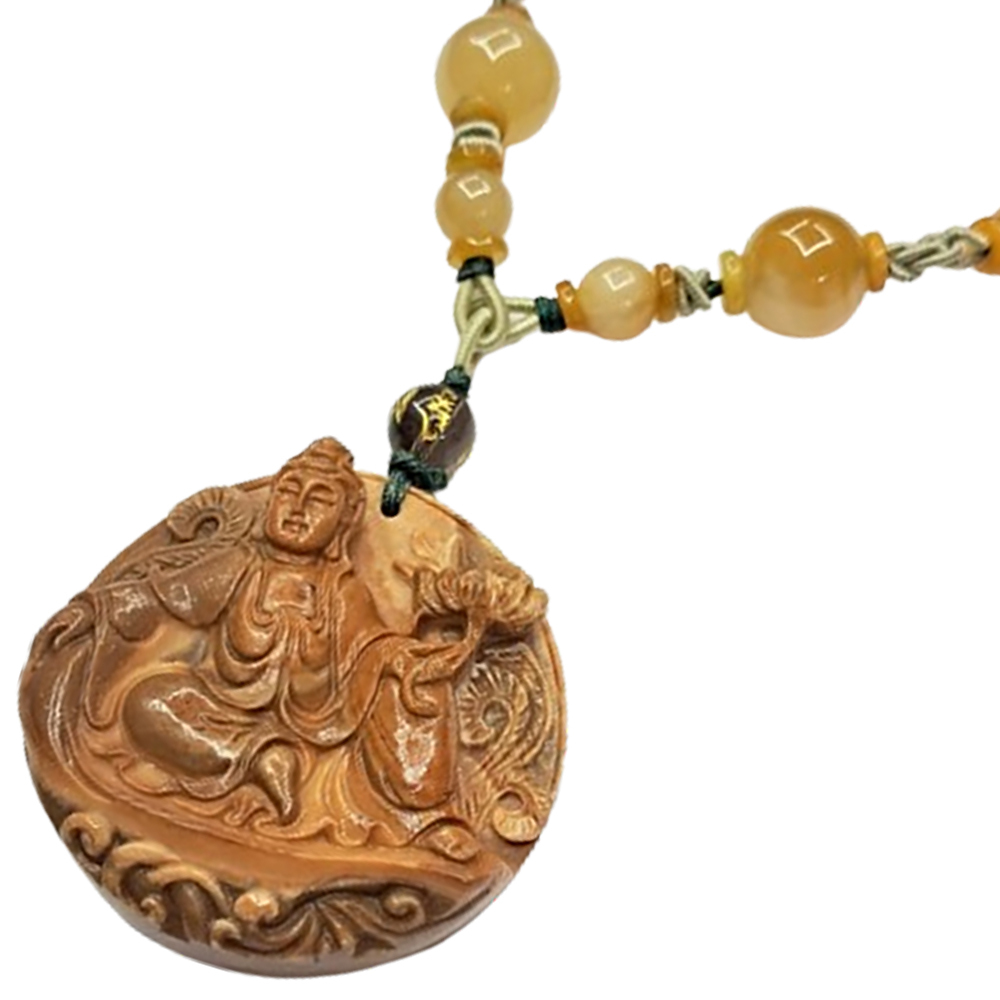 持蓮觀音{龍宮舍利}玉中國結項鍊【十方】123741