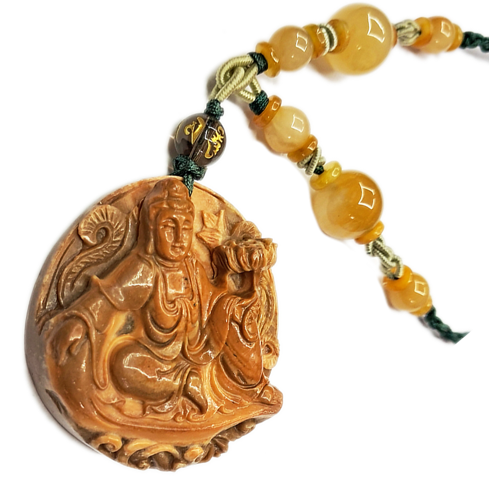 持蓮觀音{龍宮舍利}玉中國結項鍊【十方】123741