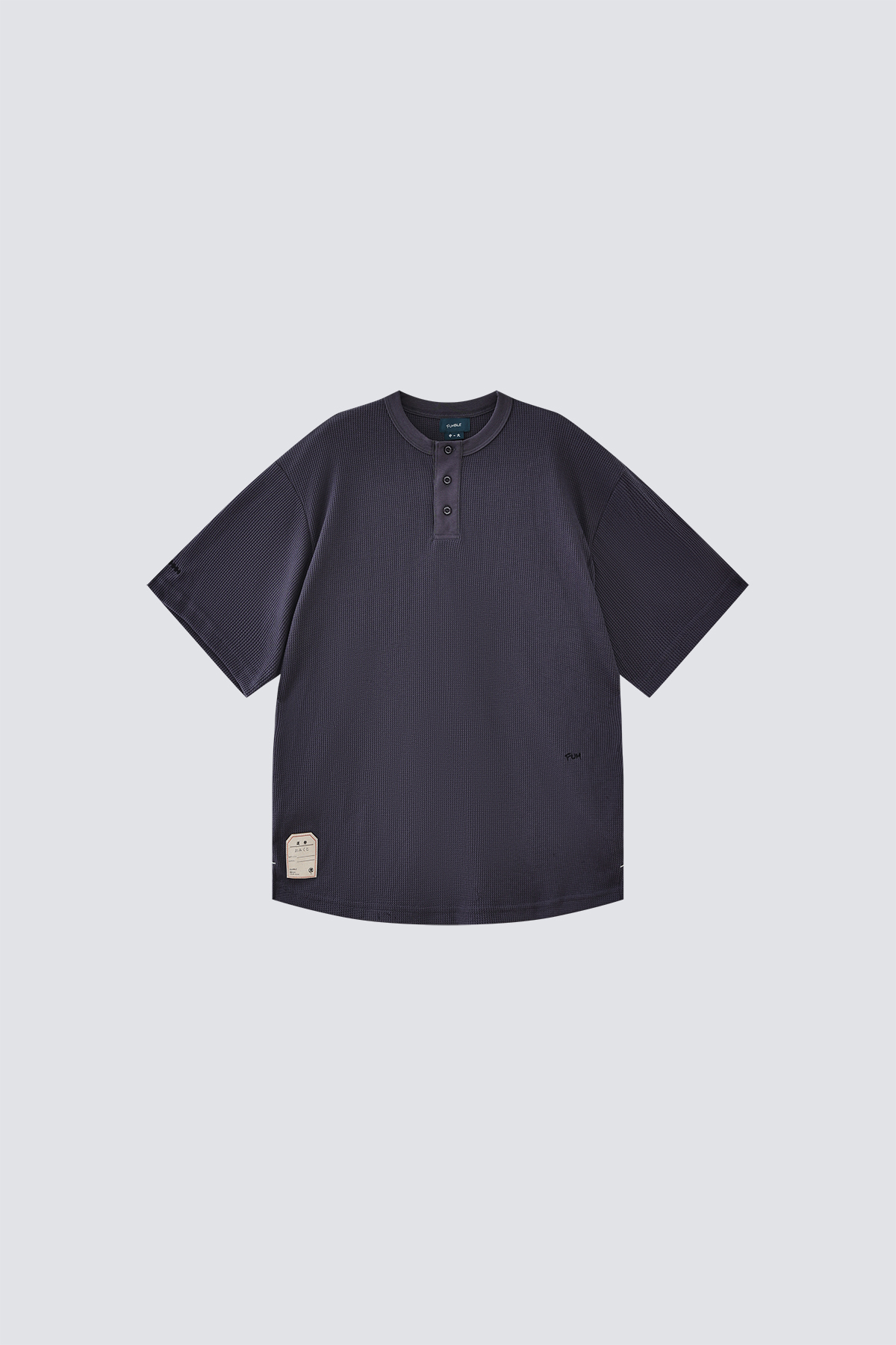 Round Bottom Waffle Henley Shirt｜Grey｜Hong Kong Original Design