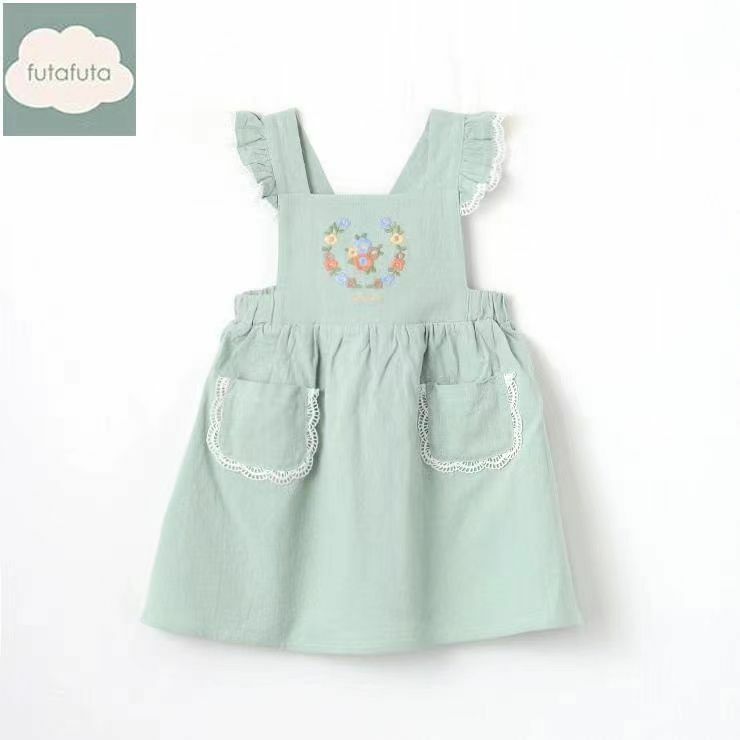 日單Futa馬卡龍色刺繡背帶裙