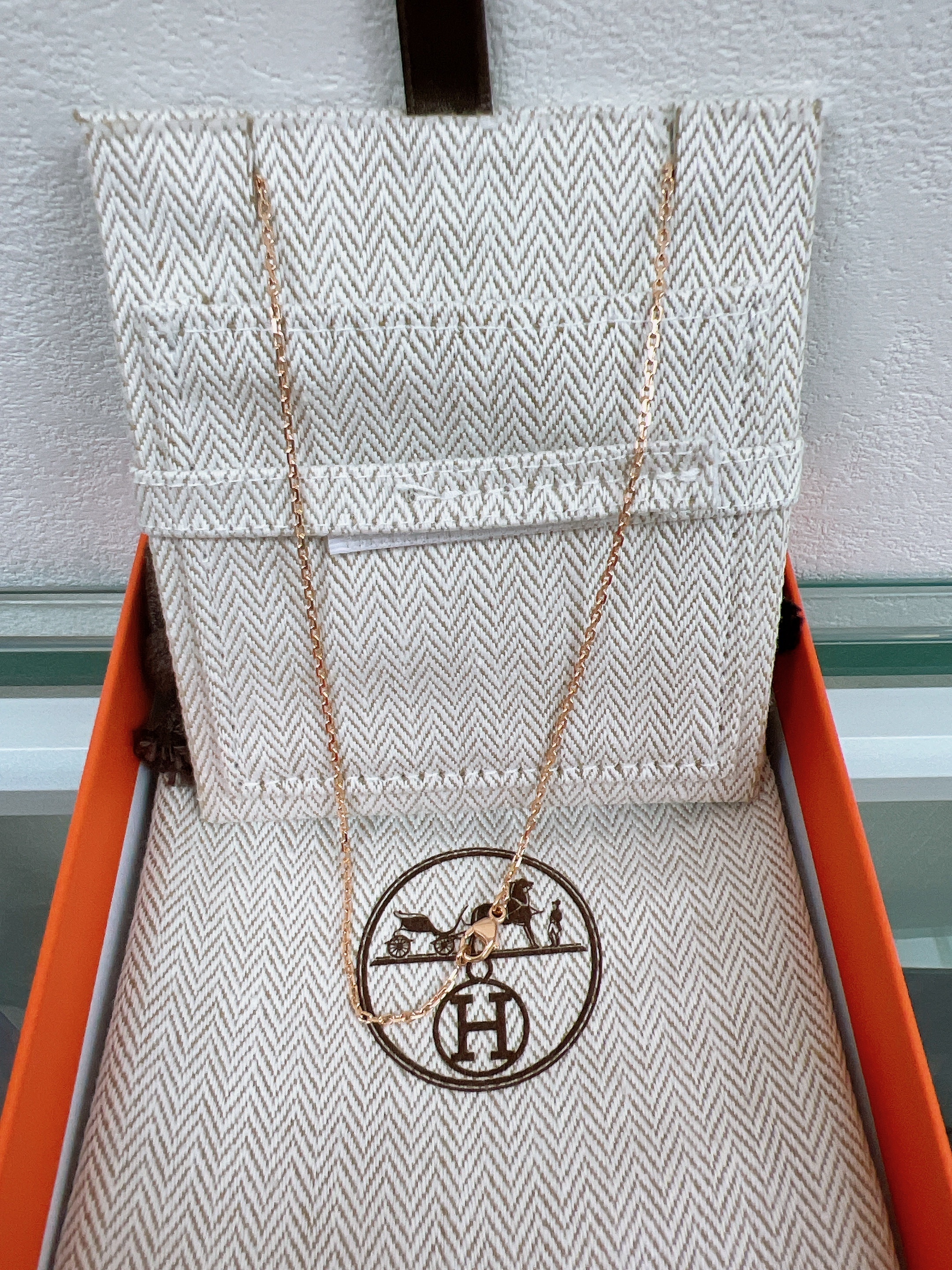 *Unused* Hermes mini pop h necklace (pink rose dragee/ RGHW)
