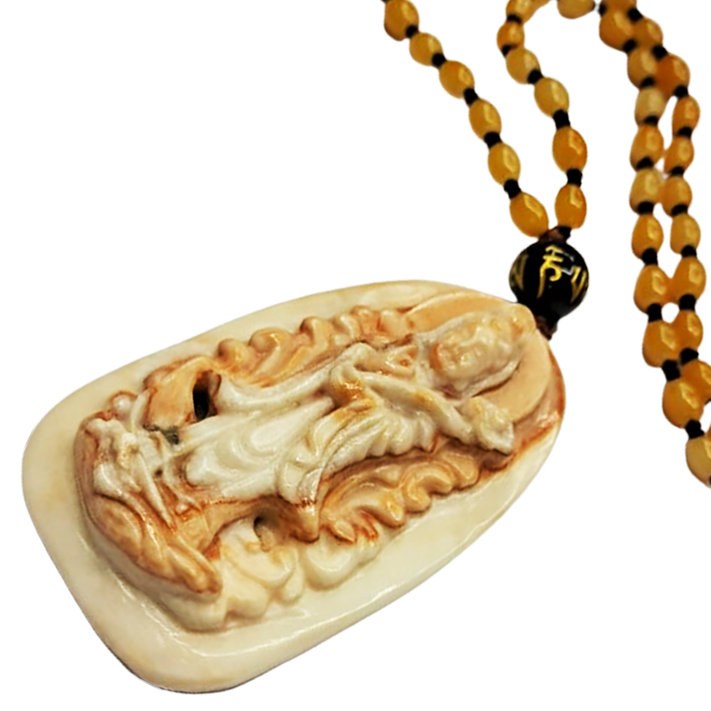 如意觀音菩薩{龍宮舍利}黃玉項鍊【十方】129384