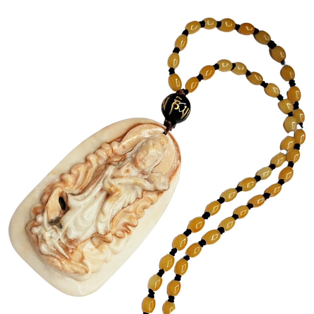 如意觀音菩薩{龍宮舍利}黃玉項鍊【十方】129384