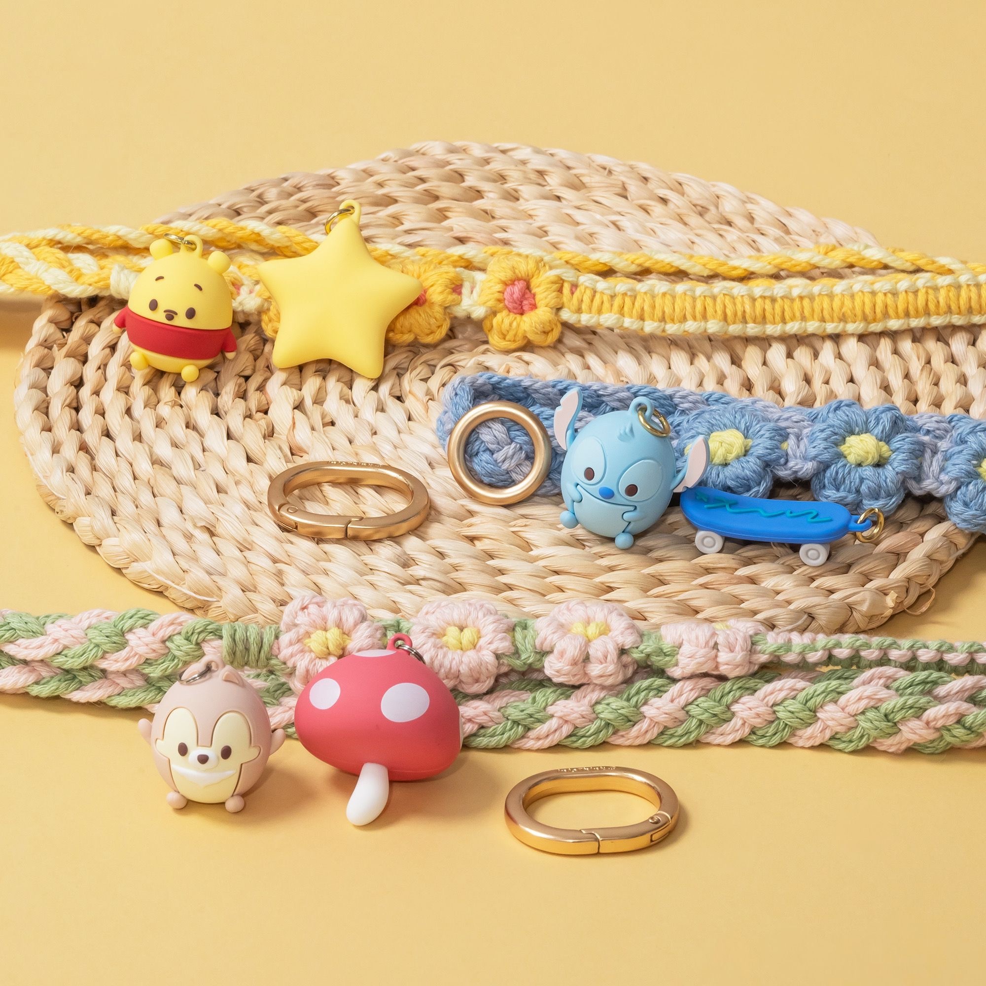 InfoThink小熊維尼奇奇史廸奇系列手機編織頸掛繩