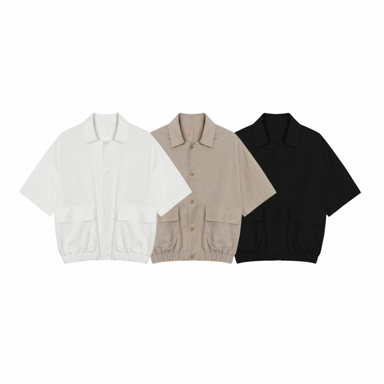 淨色束腳短袖恤衫外套 JK2515