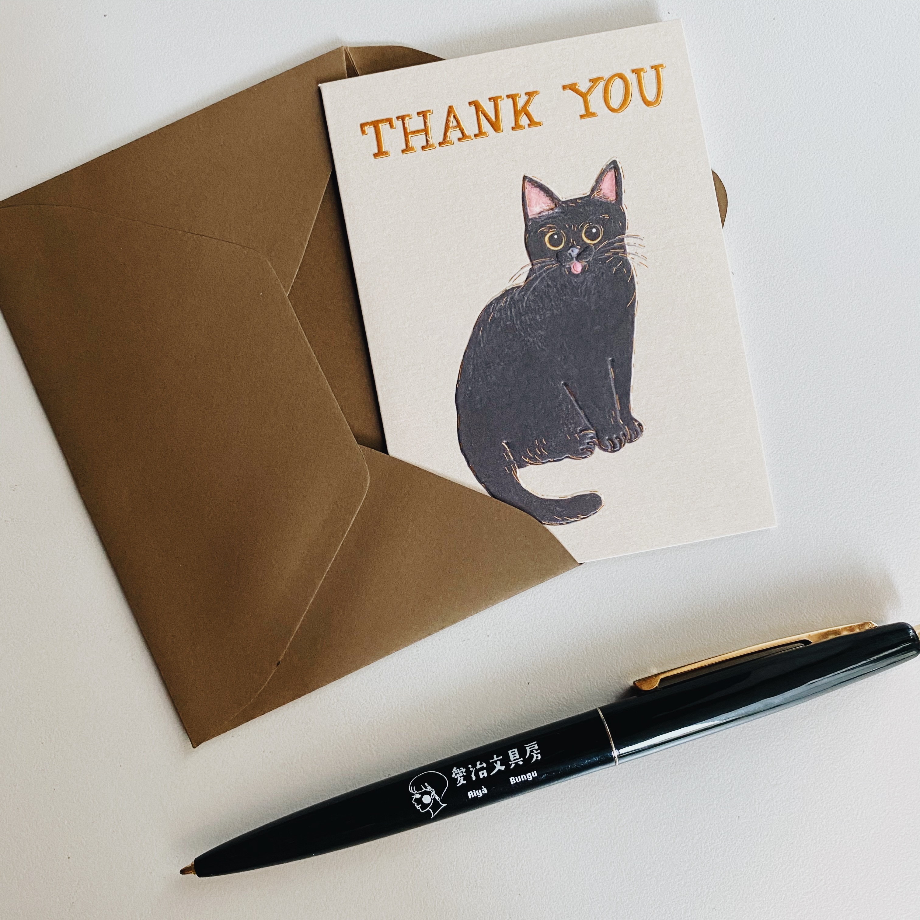 袖山嘉穗子 黑貓 感謝卡片｜日本Greeting Life