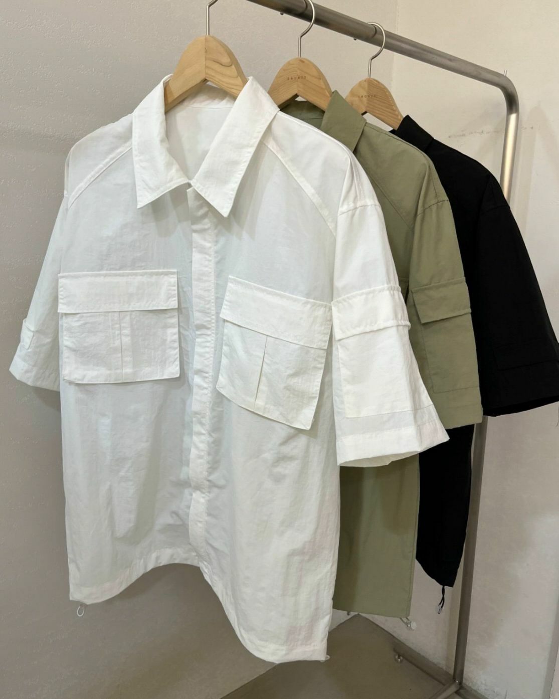 淨色拉鍊短袖恤衫外套 JK2517