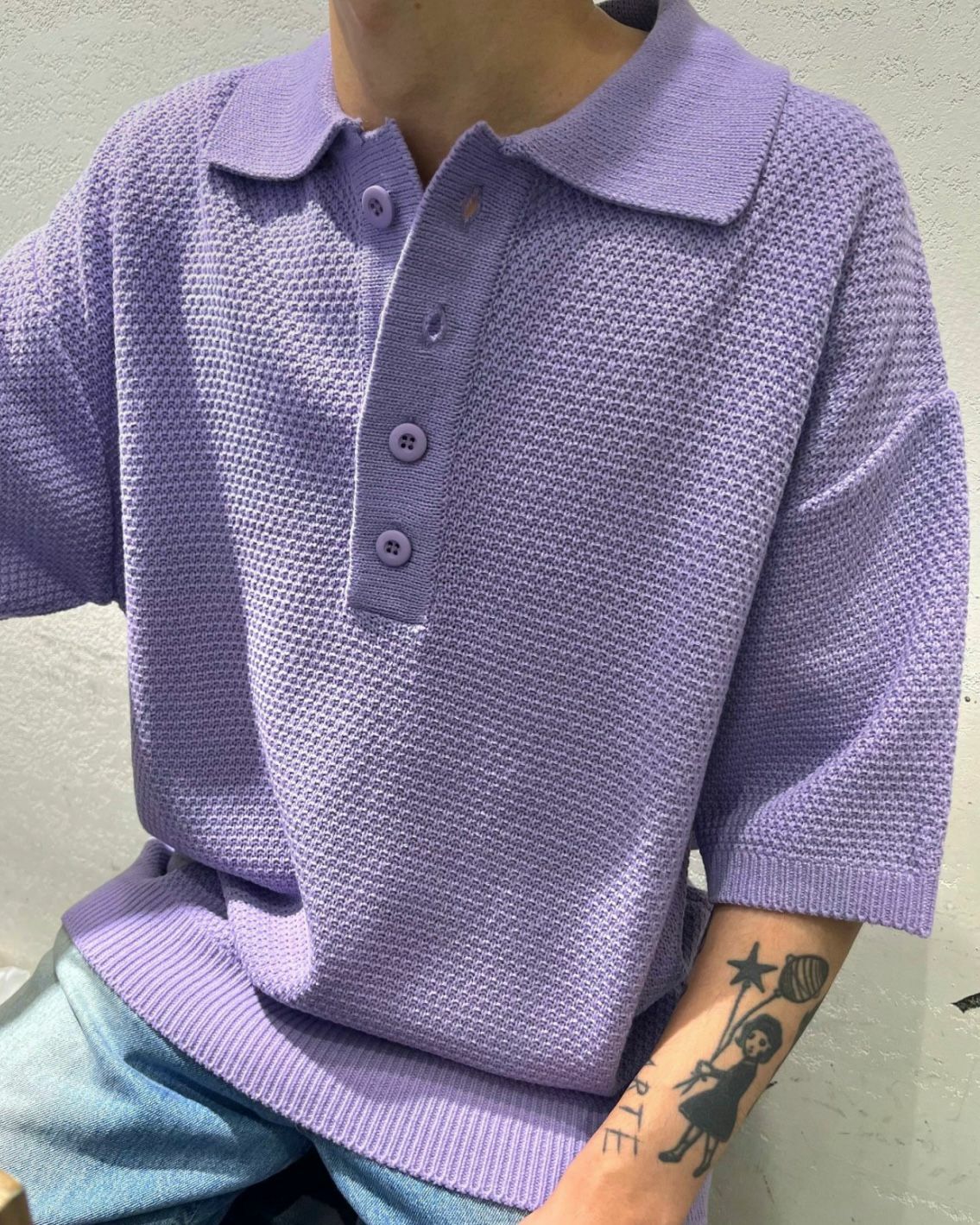 淨色針織短袖Polo Tee T5505