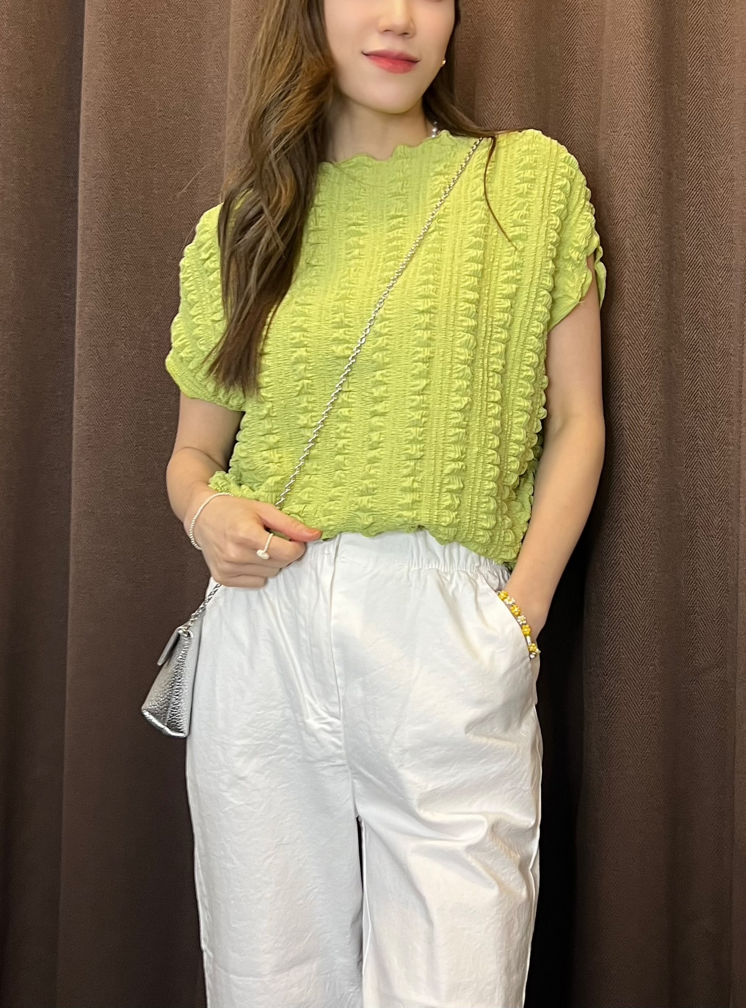 棉花糖壓褶上衣