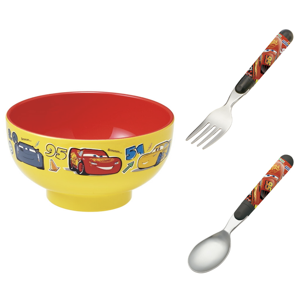 日本製 Skater 幼兒食物碗 + 餐具套裝 - 反斗車王