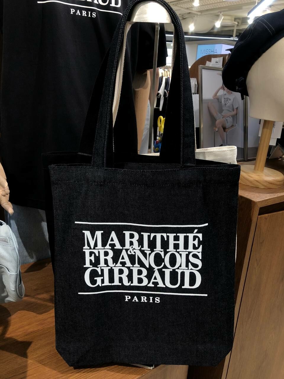 S] MARITHE CLASSIC LOGO DENIM ECO BAG,DARK BLUE, 1MG24CBG102