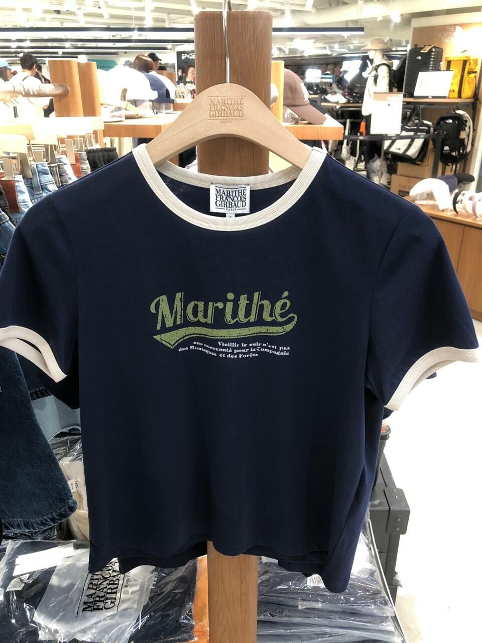 [S] MARITHE W VINTAGE BASEBALL RINGER TEE,NAVY, 1MG24STS124-NVY (SMR95)