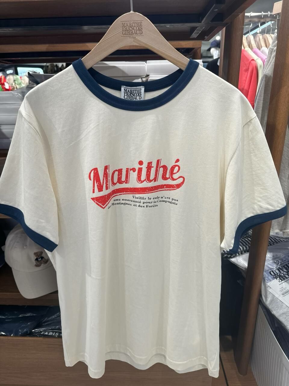 S] MARITHE M VINTAGE BASEBALL RINGER TEE,IVORY, 1MG24ST121