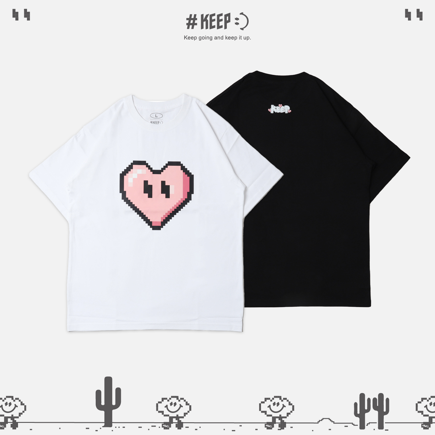 #KEEP PIXEL JULY HEART TEE 月份限定 粉紅 愛心 七月粉 像素 8-bit 寬鬆 休閒 短袖 短T【KS223】