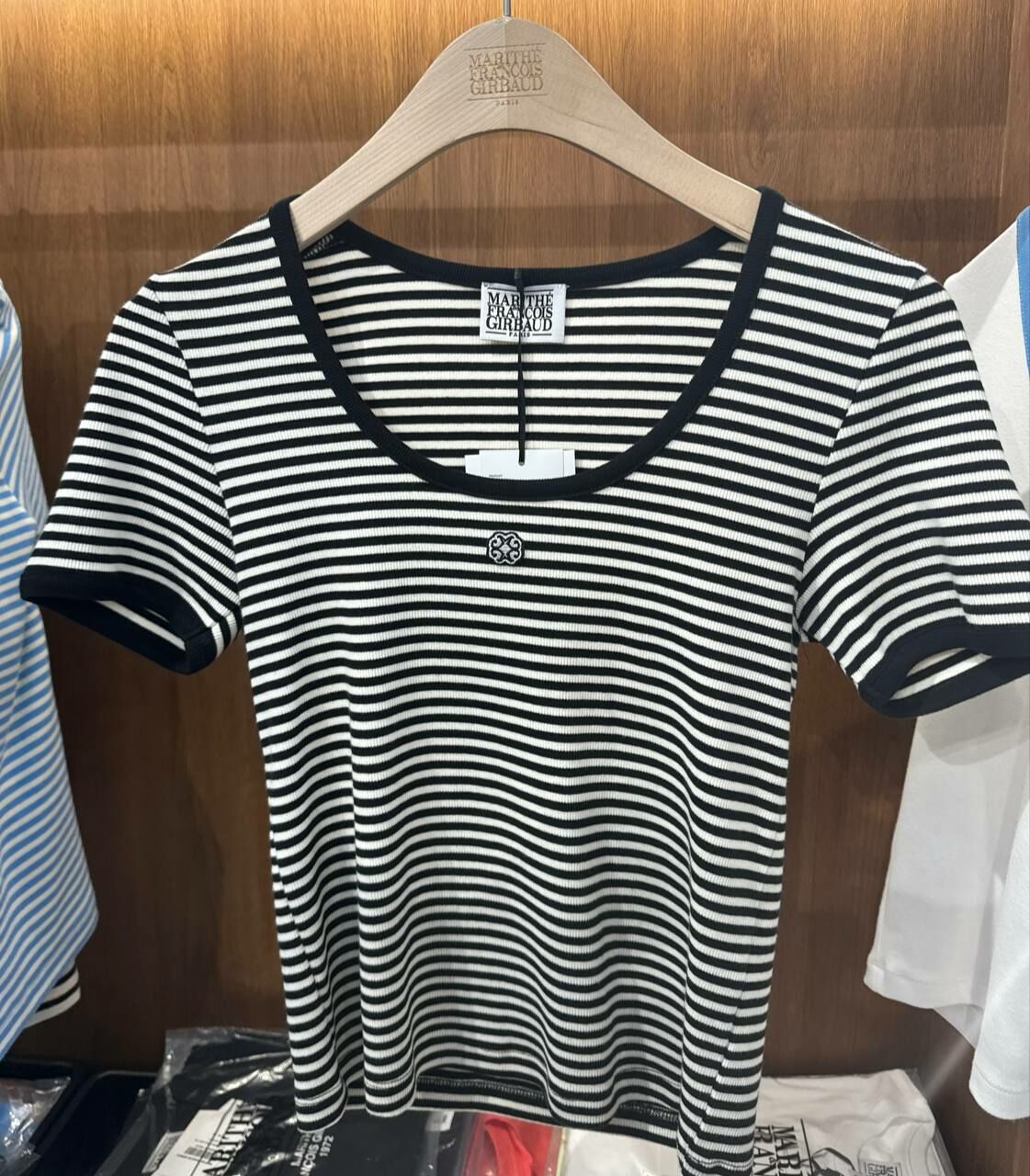 [S] MARITHE W DEEP NECK RINGER TEE,BLACK, 1MG24STS109-BLK (SMR100)