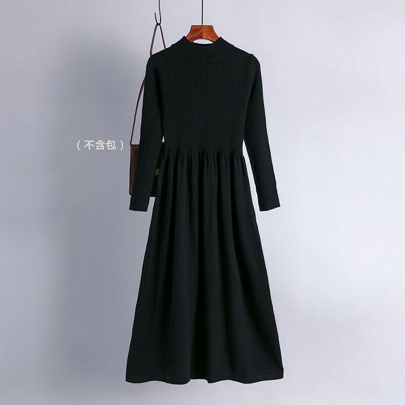 Temperament knitted sweater dress (one size black)