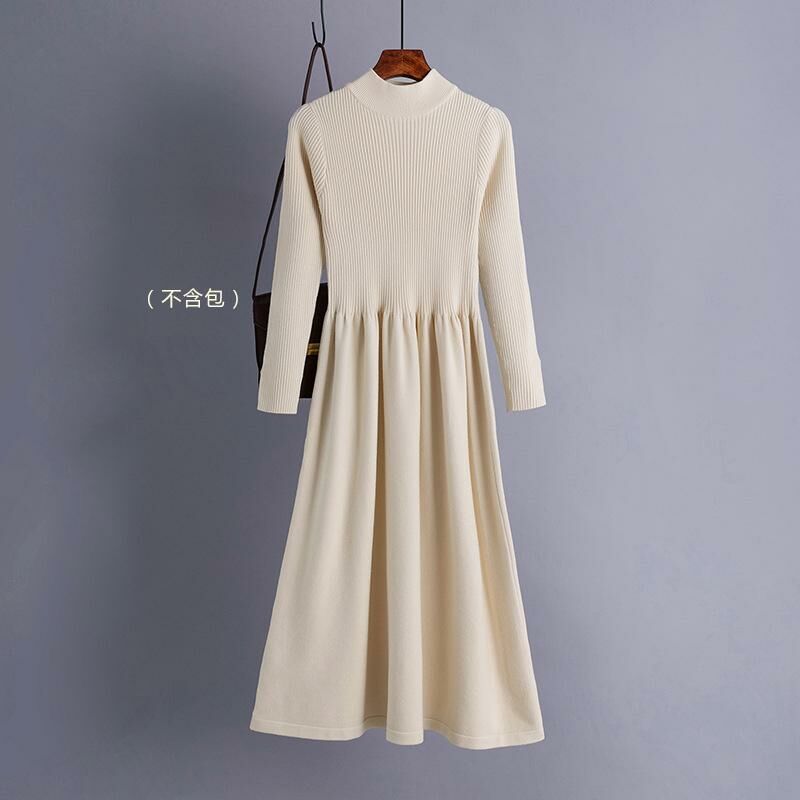 Temperament knitted sweater dress (one size apricot)