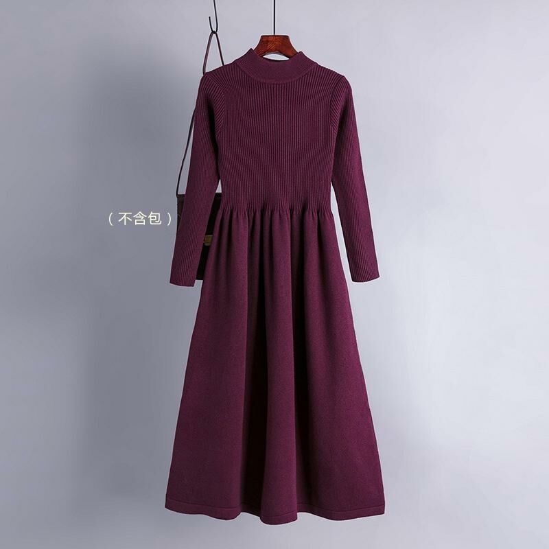 Temperament knitted sweater dress (one size fuchsia trim)