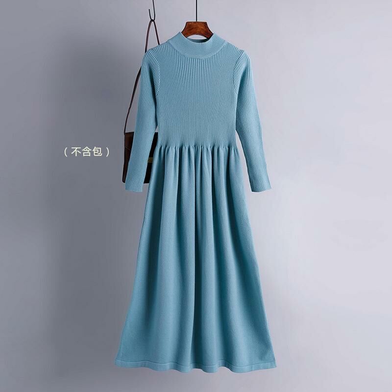 Temperament knitted sweater dress (one size blue)
