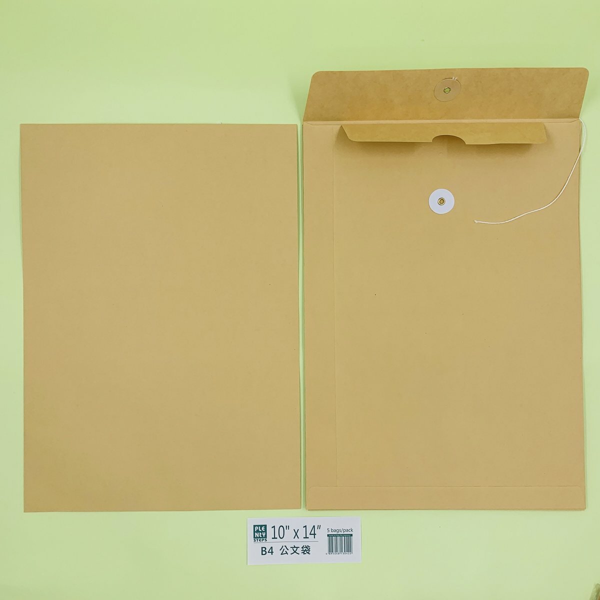 和風 10"X 14" 牛皮公文袋 （5個）, 繞繩雞眼封口