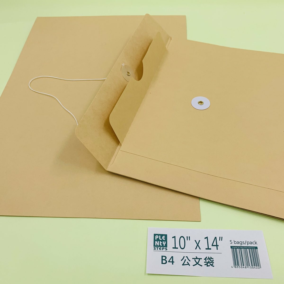 和風 10"X 14" 牛皮公文袋 （5個）, 繞繩雞眼封口