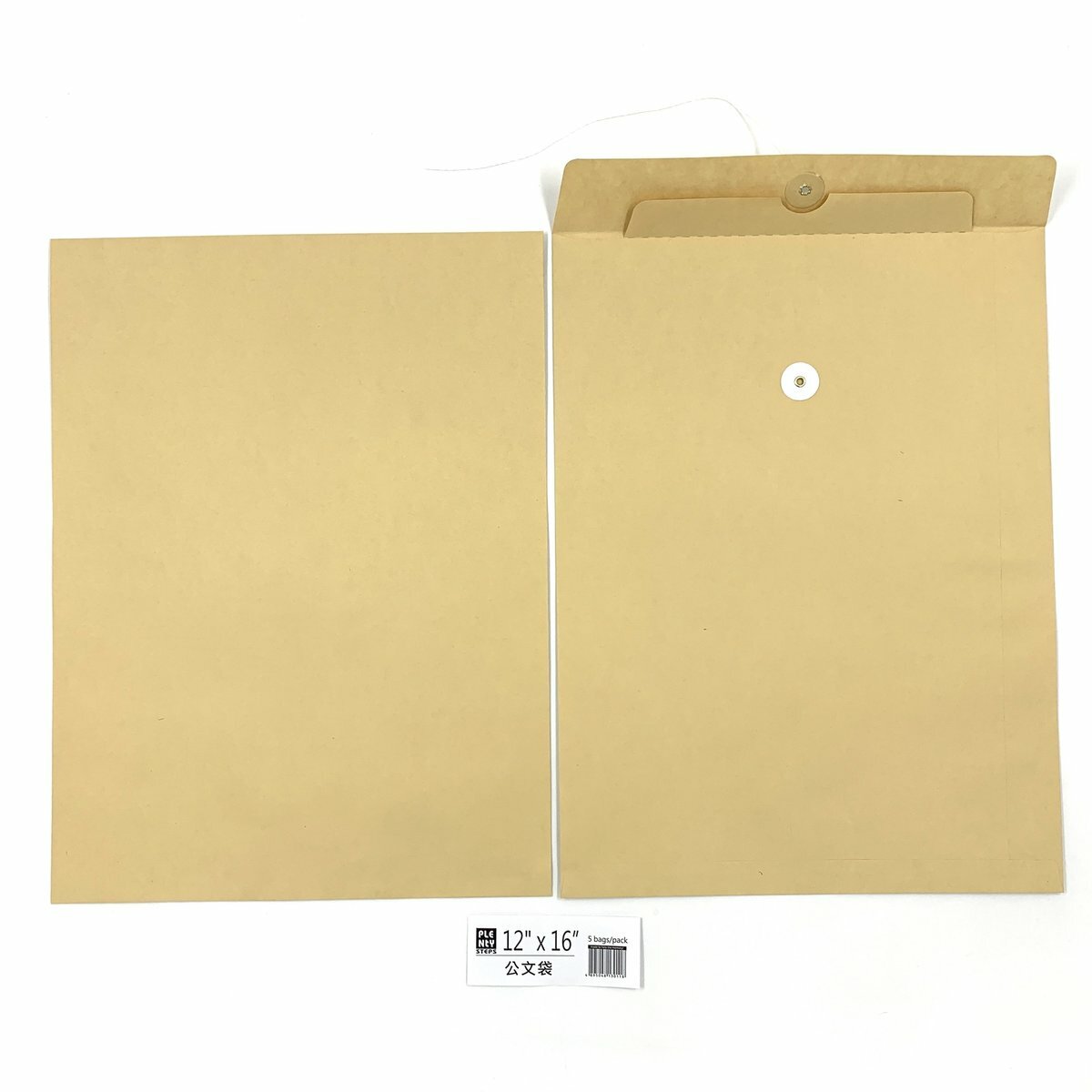 12"X 16" 牛皮公文袋 （5個）, 繞繩雞眼封口