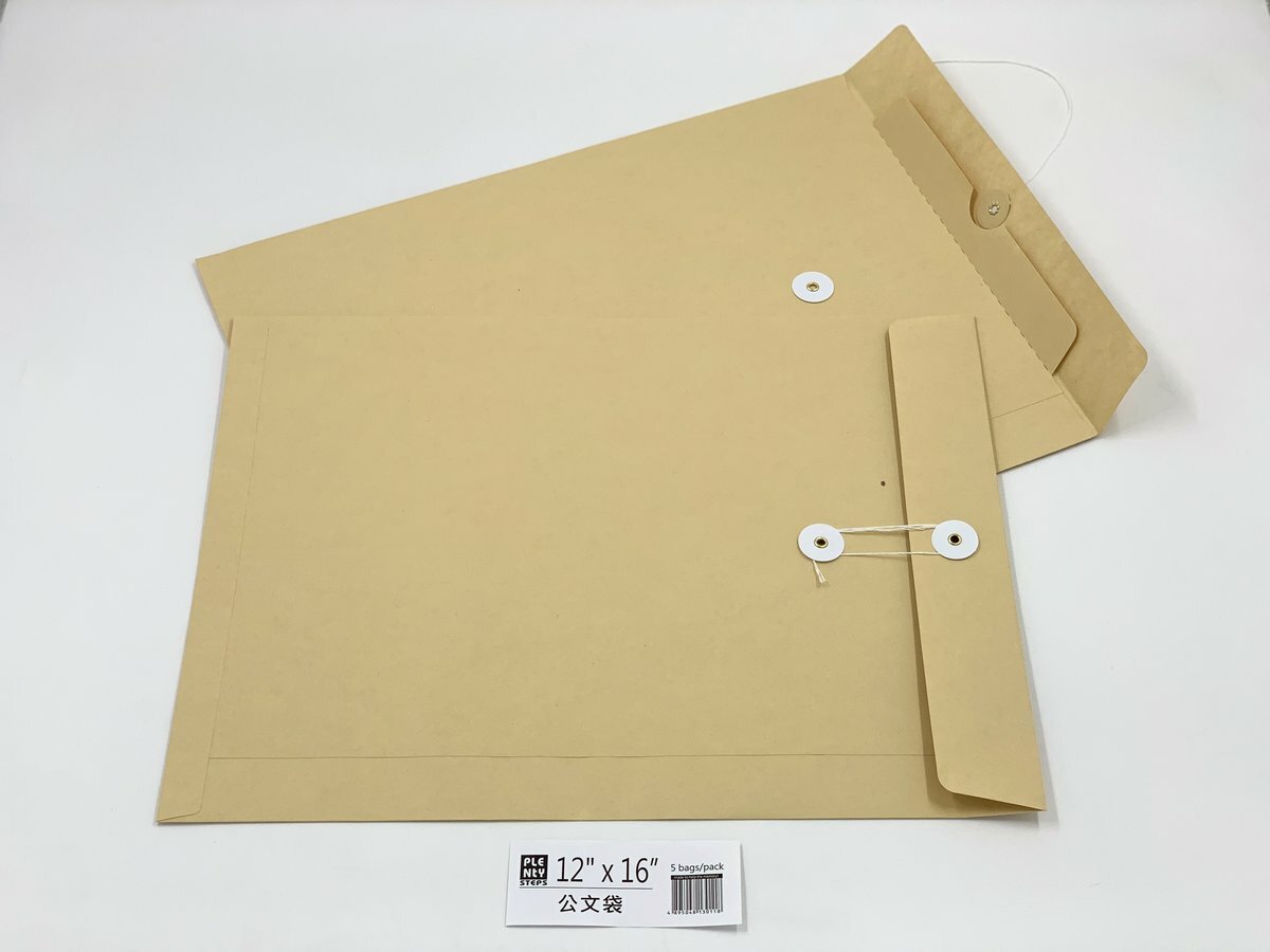 12"X 16" 牛皮公文袋 （5個）, 繞繩雞眼封口