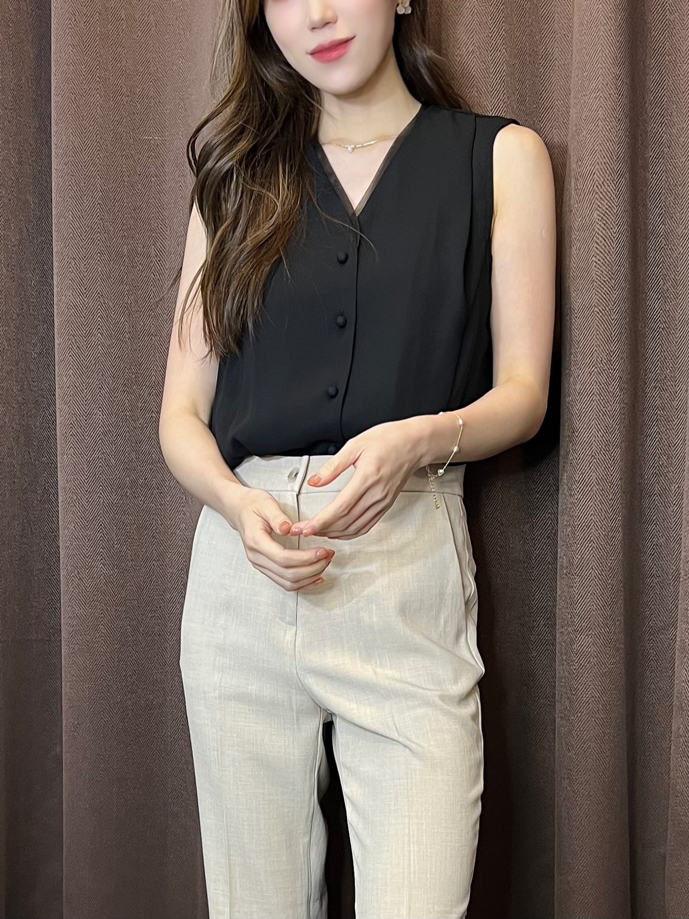 領透紗開襟背心