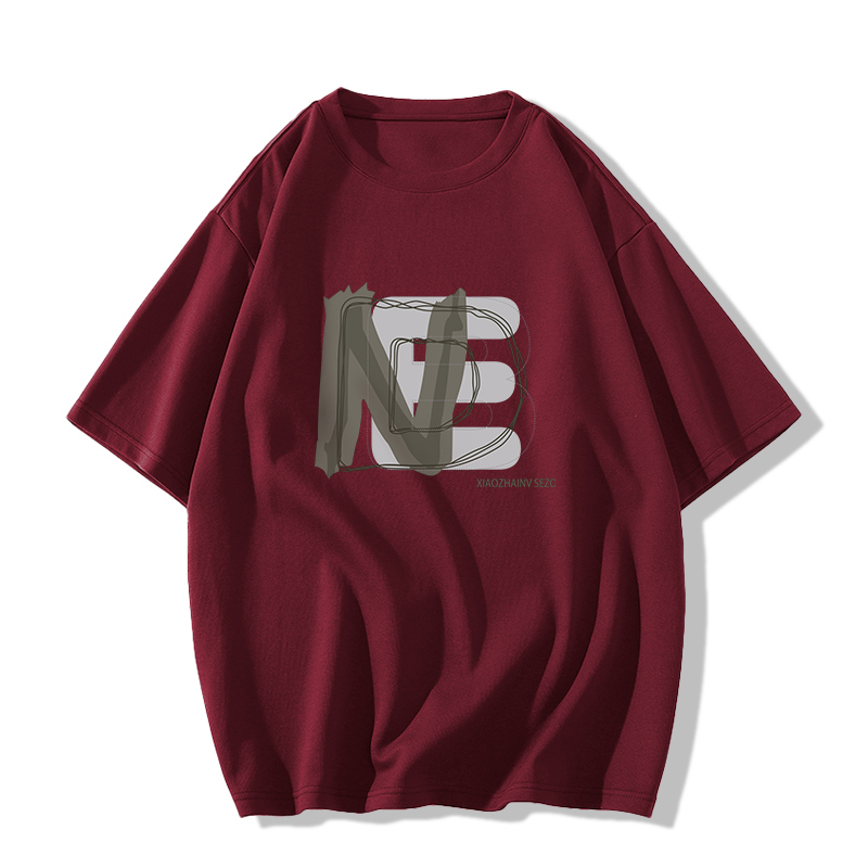 Casual short-sleeved T-shirt (XS-2XL size burgundy [260g cotton high-quality version]) [Please contact customer service to confirm the shipping size after placing an order]