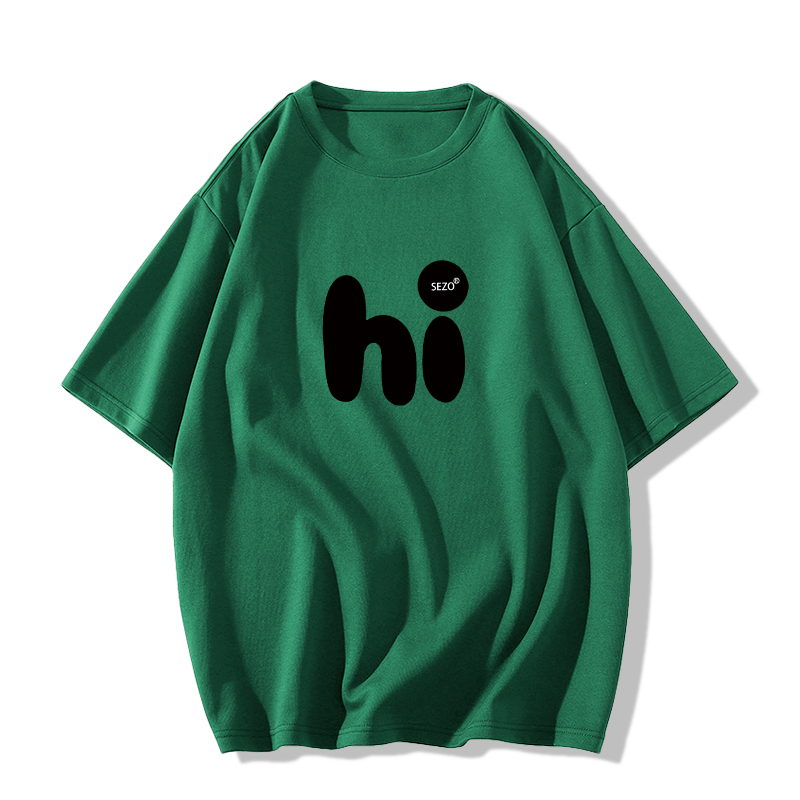 Casual short-sleeved T-shirt (XS-2XL dark green [260g cotton high-quality version]) [Please contact customer service to confirm the shipping size after placing an order]