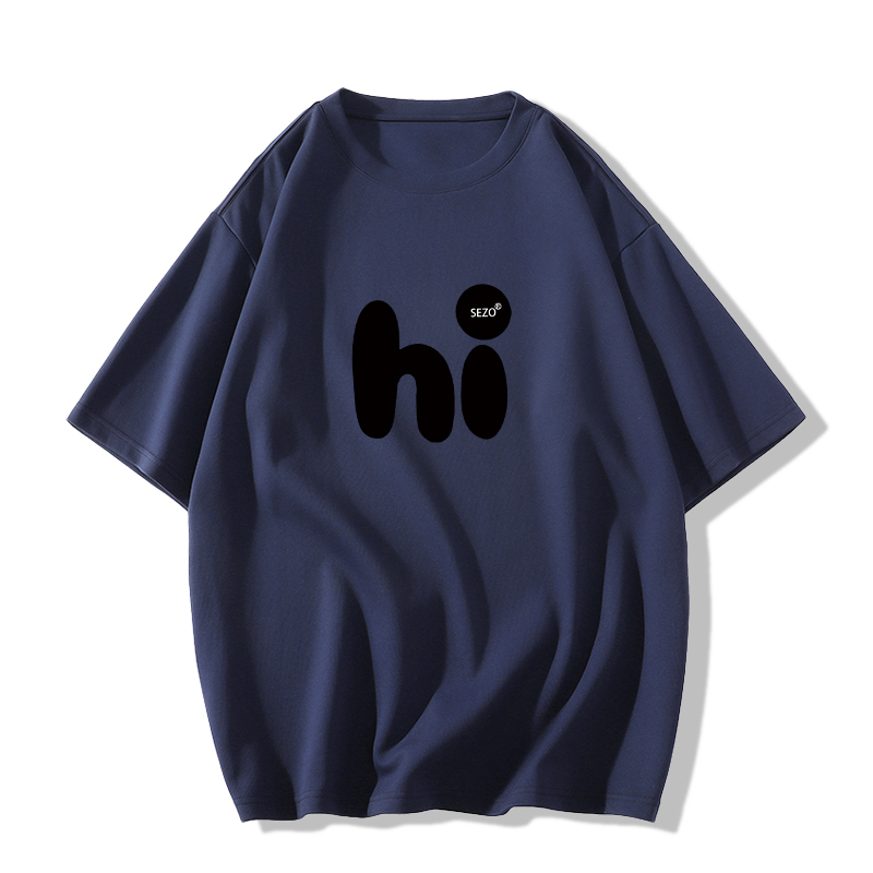 Casual short-sleeved T-shirt (XS-2XL navy blue [260g cotton high-quality version]) [Please contact customer service to confirm the shipping size after placing an order]