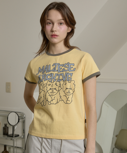 Wai Kei Maltese Archive Line Graphic Ringer Half Sleeve