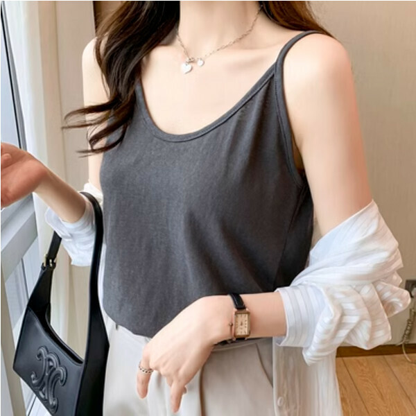 Hemp Ice Silk Camisole (Dark Gray) (One size, recommended weight 80-130 lbs)