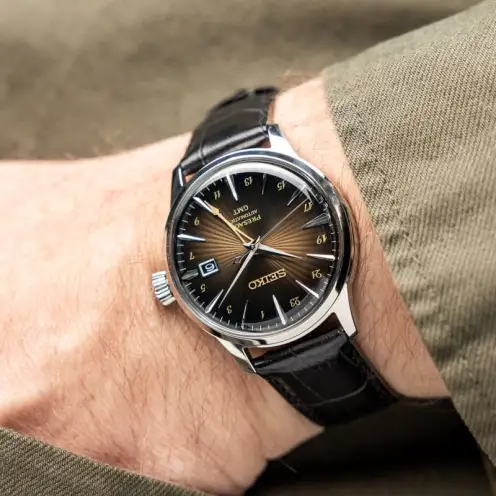 萬年鐘錶 - SEIKO Presage   Style60's系列 GMT雞尾酒系列復刻皮革機械錶  SSK039J  / 4R34-00J0Q  錶徑40.5MM