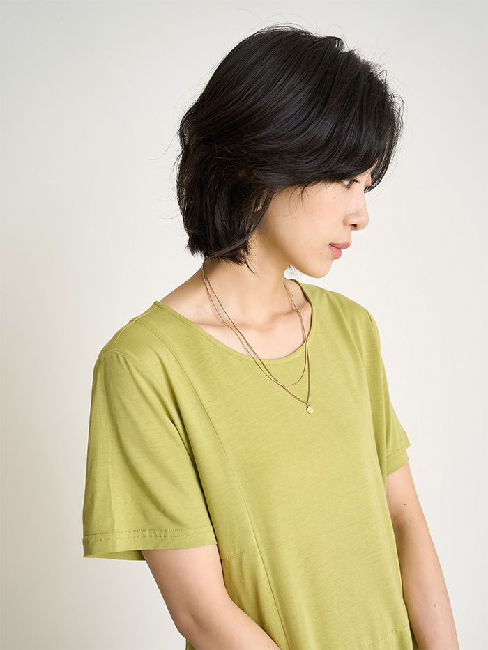 時間種子剪接長洋裝-酪梨