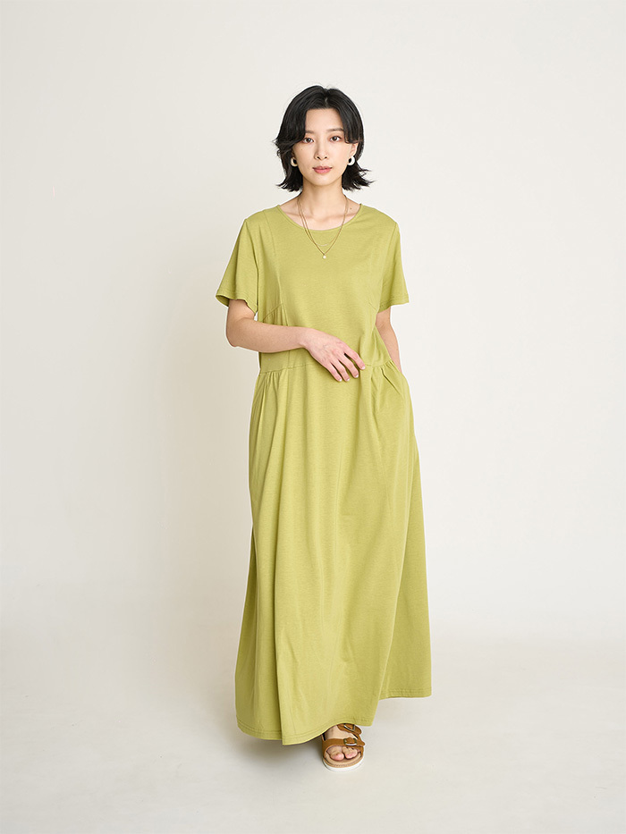 時間種子剪接長洋裝-酪梨