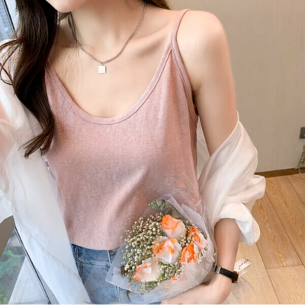 Hemp Ice Silk Camisole (Light Pink) (One size, recommended weight 80-130 lbs)