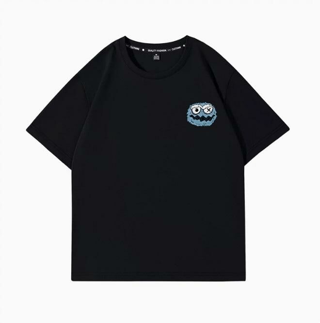 Summer Short Sleeve T-Shirt Top (Black Look Me Blue S-2XL) (Contact Customer Service to confirm shipping size after placing an order)