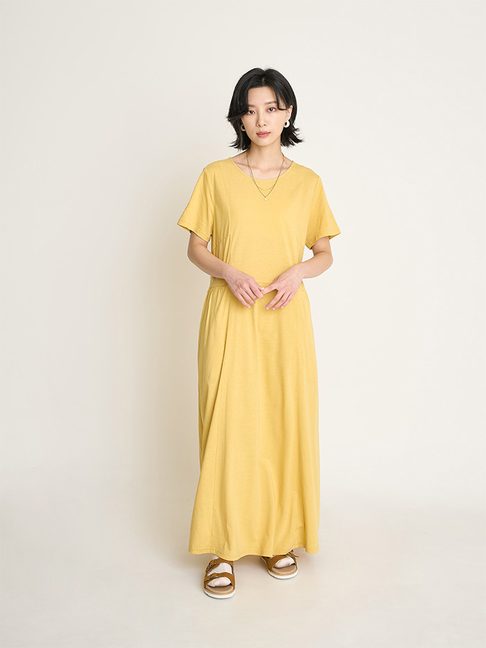 時間種子剪接長洋裝-酸檸檬