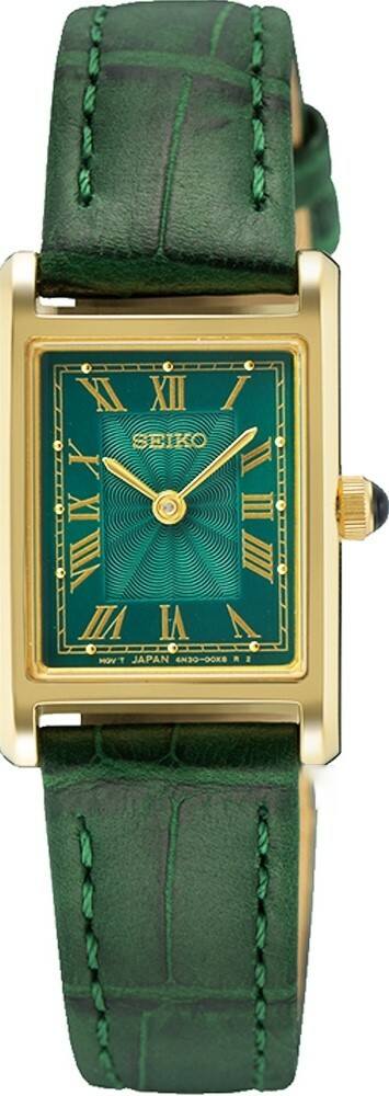 萬年鐘錶 - SEIKO  CS系列   綠色草地方形皮革款女錶  SWR098P1 / 4N30-00S0G 錶徑19MM