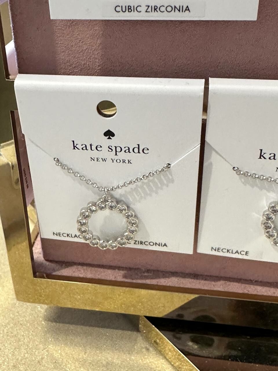 [S] KATE SPADE O0RU2453 FULL CIRCLE MINI PENDANT NECKLACE,CLEAR/SILVER, 98686681668 (SKS1137)